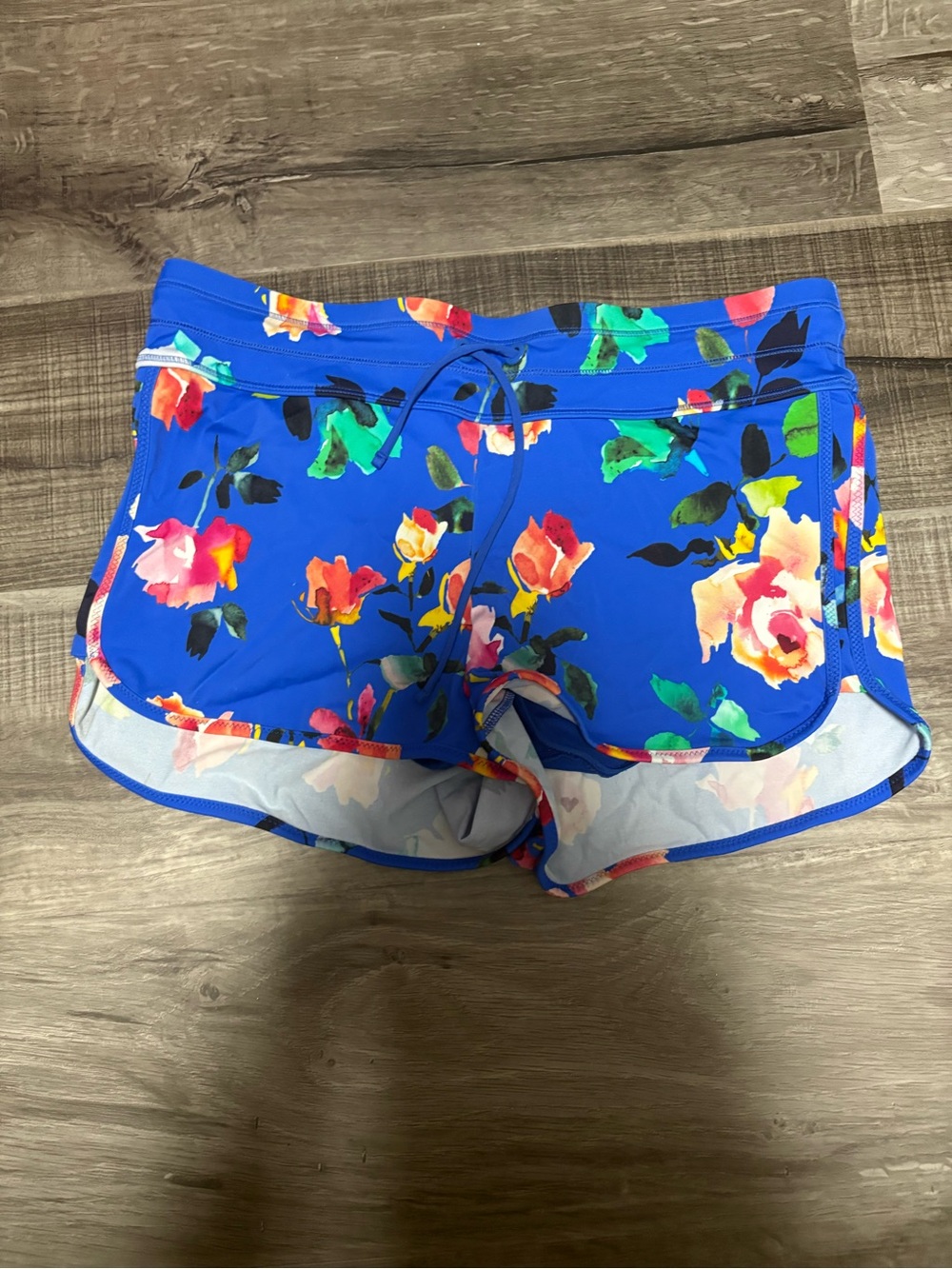 Athleta Blue Floral Active Swim Shorts